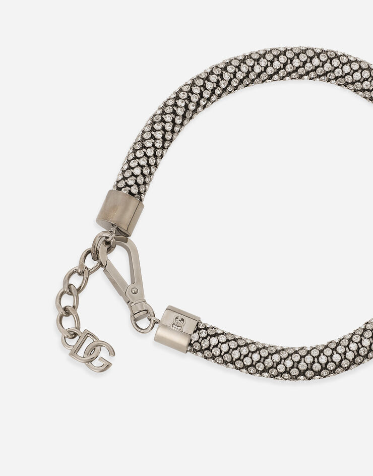 Dolce&Gabbana Schlauchförmige Halskette mit Strass Silber WNP8S1W1111