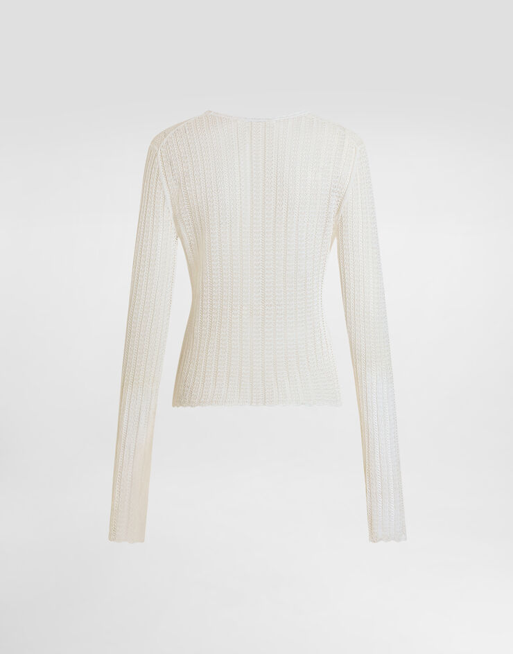 Dolce & Gabbana Cotton lace-knit cardigan White FXVE5ZJGMEN