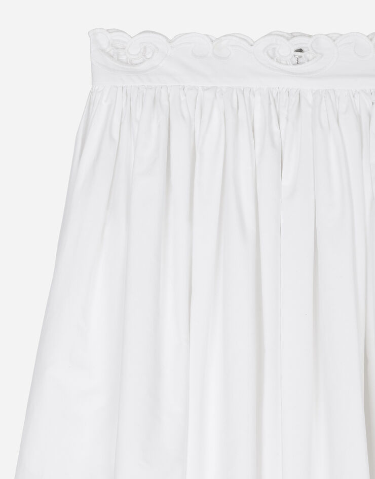Dolce & Gabbana カットアウト ディテール コットン サーキュラーロングスカート ホワイト F4CVUZGDCJ5