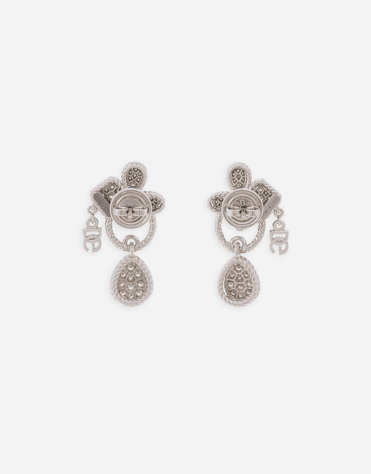 Dolce & Gabbana Boucles d’oreilles Easy Diamond en or blanc 18 ct avec pavé de diamants Blanc WEQD2GWPAVE