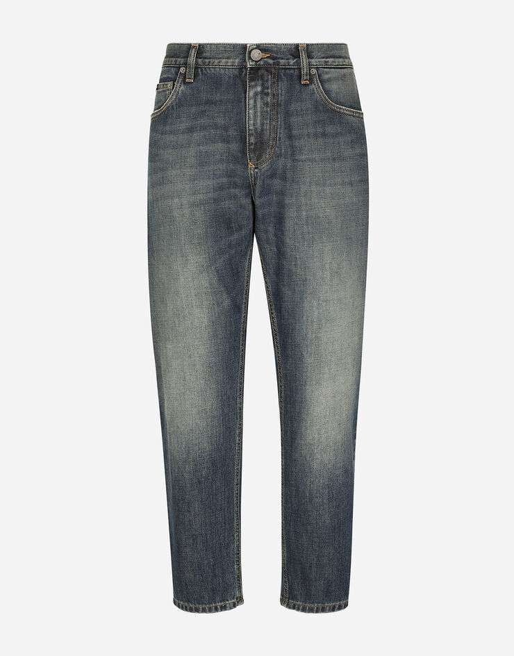 Light blue wash loose stretch jeans in Multicolor for Men | Dolce&Gabbana®