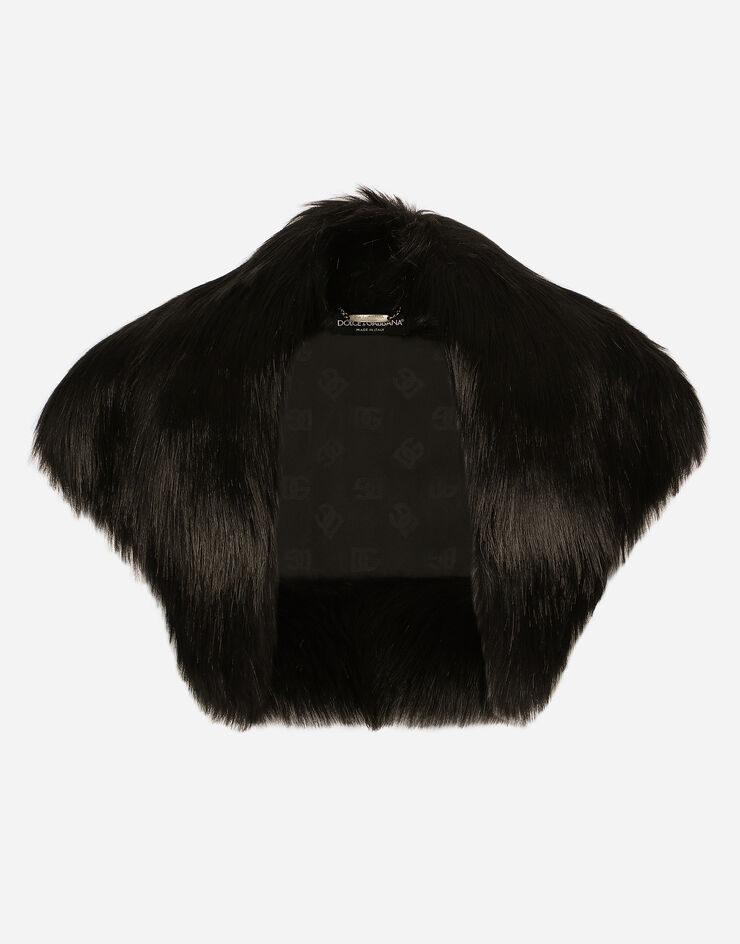 Dolce & Gabbana Bolero aus Kunstfell Schwarz F26S4FFUST8