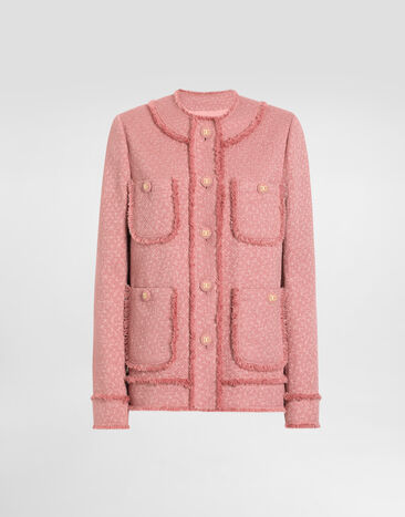 Dolce & Gabbana Single-breasted raschel tweed jacket Pink F6GAUTFU2L8