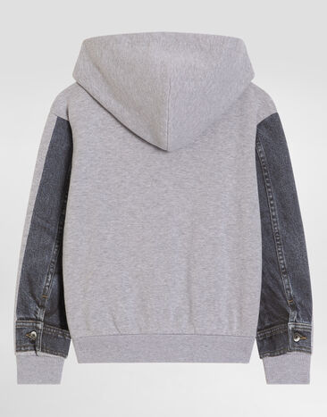 Dolce & Gabbana Hooded sweatshirt with denim-effect print Multicolor L4JWKLG7PVD