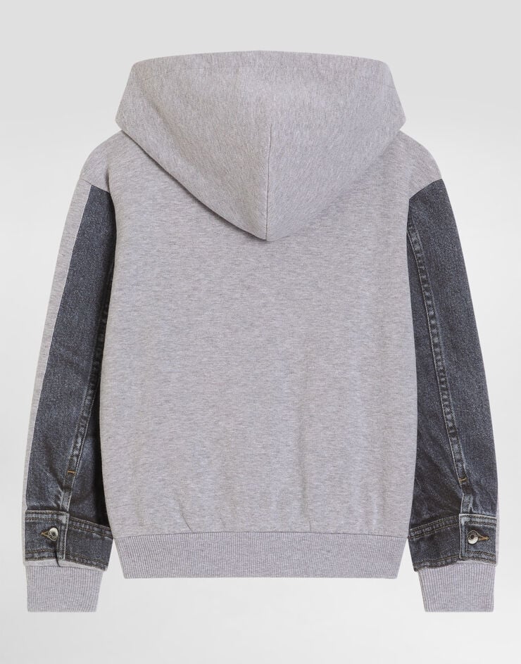 Dolce & Gabbana سويت شيرت بغطاء رأس بطبعة بتأثير دنيم Multicolor L4JWKLG7PVD