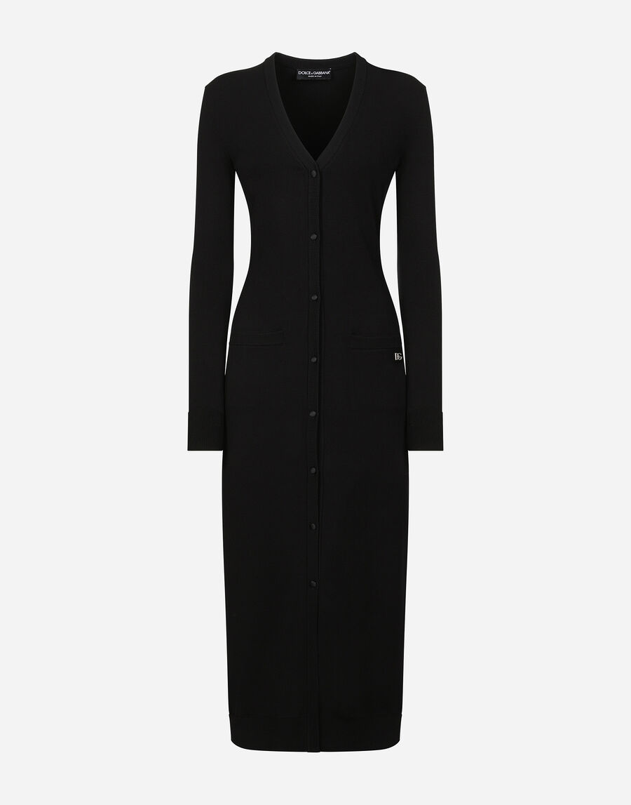 Long stretch viscose knit cardigan with DG logo