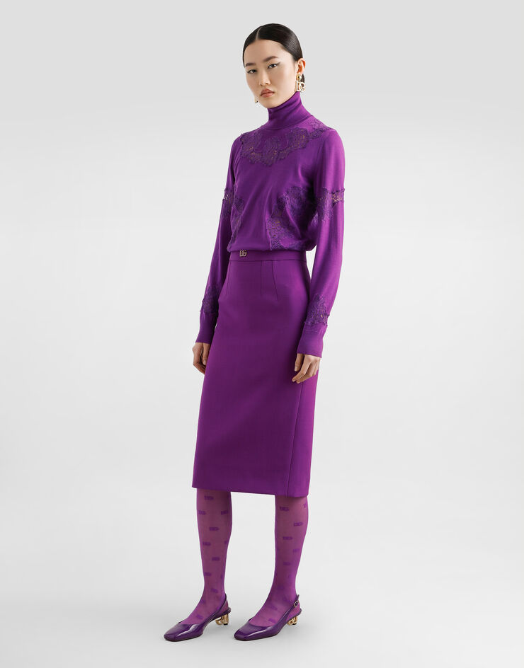 Dolce & Gabbana Wool crêpe sheath skirt Purple F4CJGTFU2L8