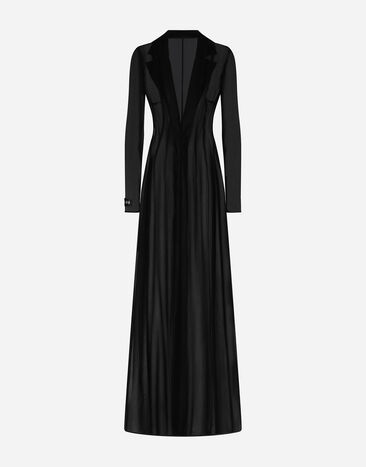 Dolce&Gabbana معطف مئزر من حرير شيفون أسود F0W0WTFUAA1