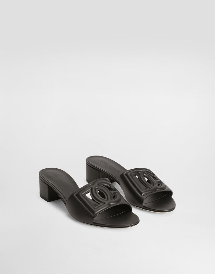 Dolce & Gabbana Pantolette aus Kalbsleder und DG-Logo Schwarz CR1755AY329
