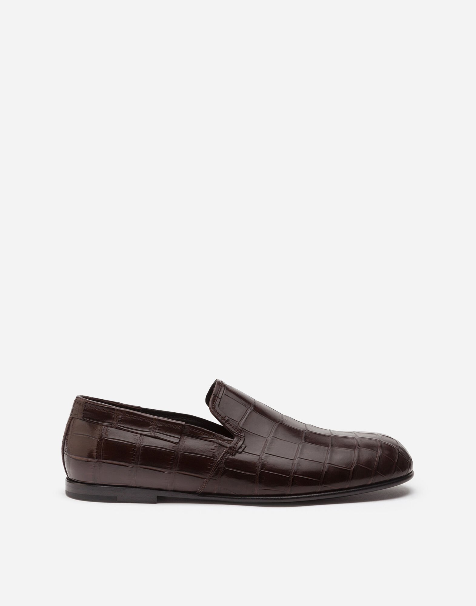 Crocodile nappa slip on shoes in BROWN for Men Dolce Gabbana