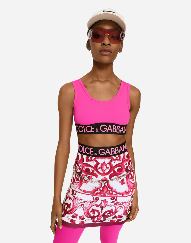 Dolce&Gabbana Kurzer Rock aus Funktionsjersey Majolika-Print Mehrfarbig F4CPBTGDBUU
