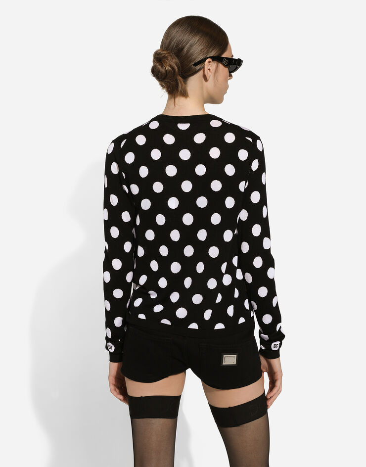 Dolce & Gabbana Wool and silk sweater with polka-dot inlay Print FXX06TJCVYK