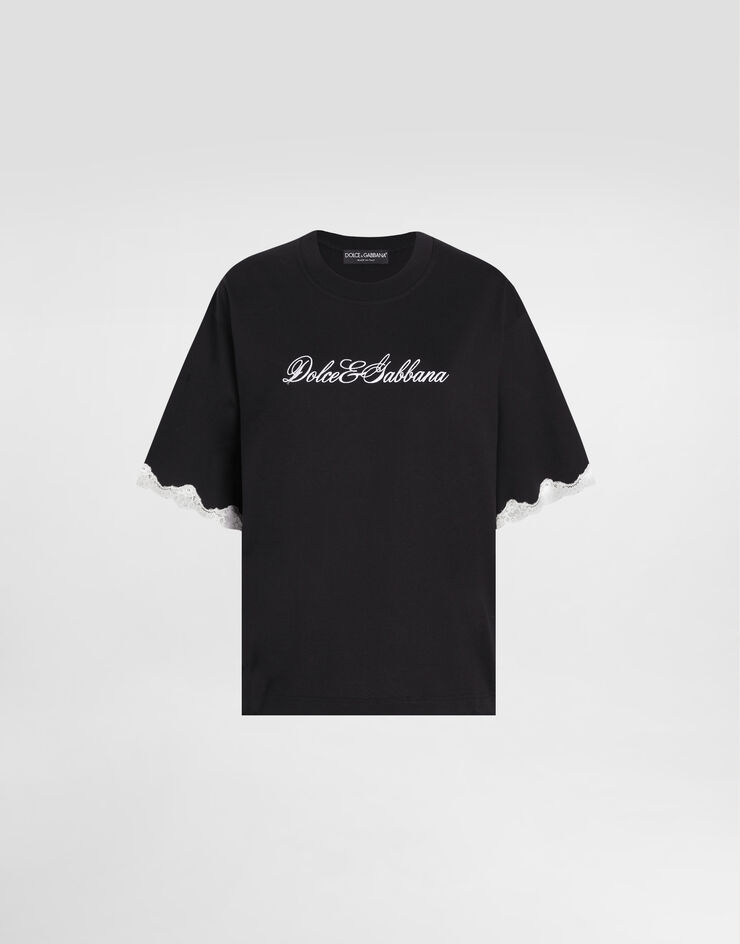 Dolce & Gabbana 刺绣平纹针织 T 恤 黑 F8V62ZGDDB8