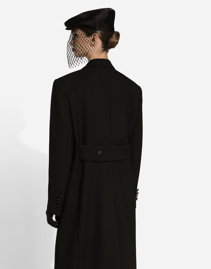 Dolce & Gabbana Abrigo largo tipo esmoquin de botonadura doble en gabardina doble de lana Negro F0W2HTFU272