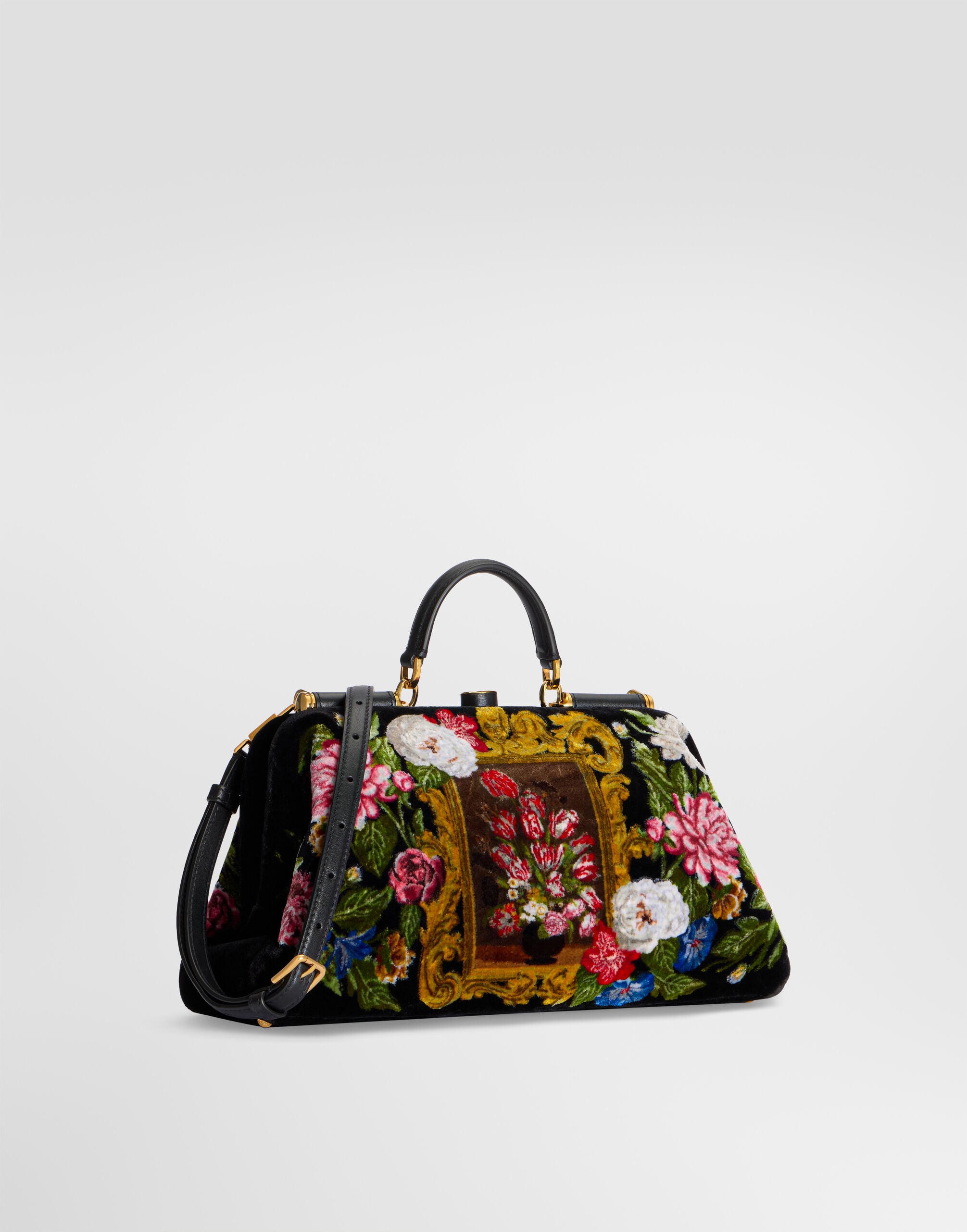 Large Grandma handbag in velvet stitch embroidery