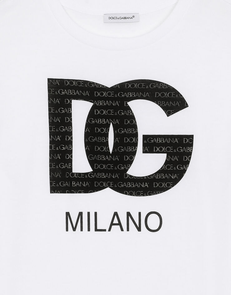 Dolce & Gabbana Jersey T-shirt with DG logo print Weiss L4JTEYG7L4M
