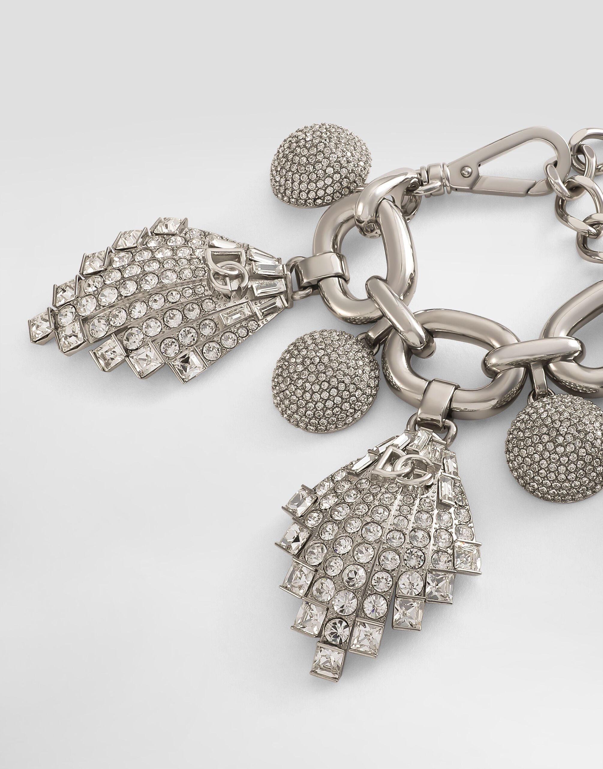 Maxi-bracelet with chain, rhinestone accents and DG logo in Silver for  Women | Dolce&Gabbana®