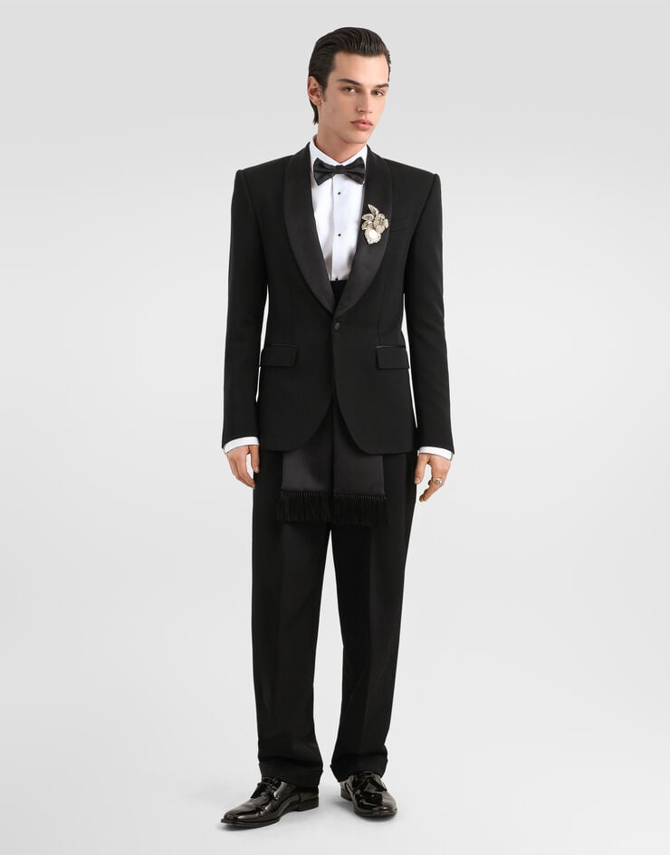 Dolce & Gabbana Pantalon en gabardine de laine Black GP17FTFU21E
