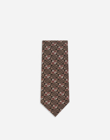Dolce & Gabbana Corbata en jacquard de seda con micromotivo de logotipo DG Imprima GT147EG0WSP