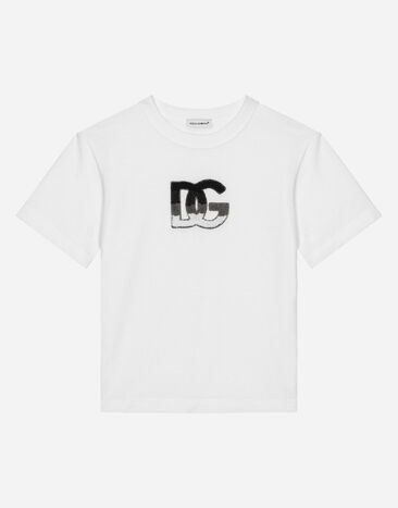 Dolce & Gabbana Jersey T-shirt with DG logo patch White L4JTAUG7D9L