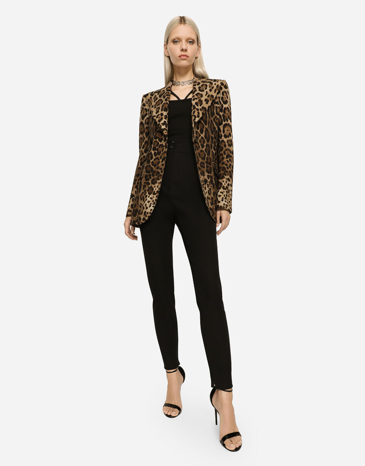 Dolce&Gabbana Veste Turlington en laine à imprimé léopard Imprimé Animalier F29DOTFSBAW