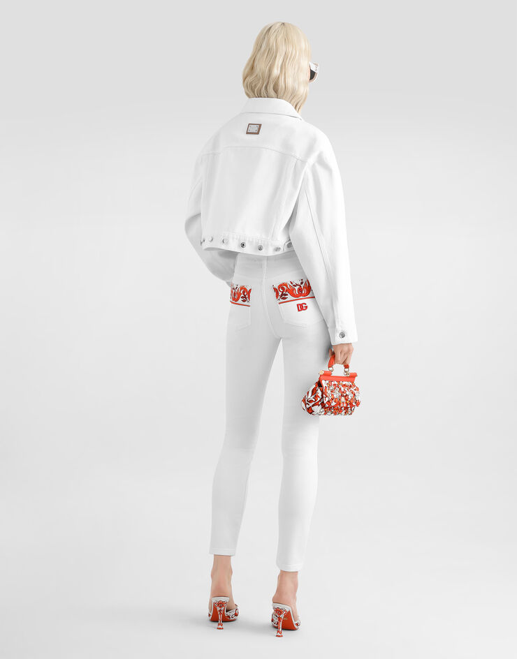 Dolce & Gabbana Cazadora en denim con botones joya Multicolor F9U88ZG8PE9