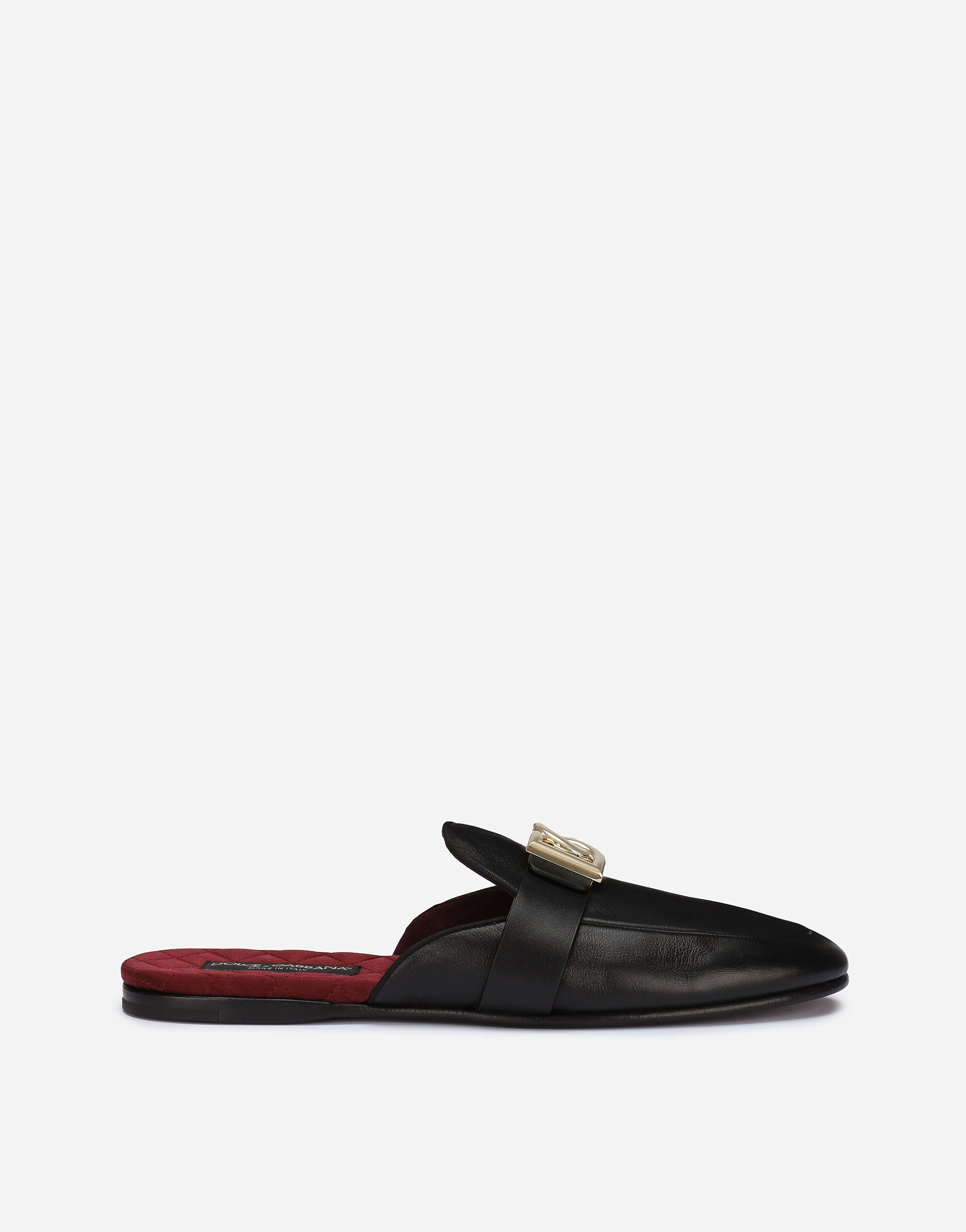 Dolce & Gabbana Calfskin nappa Bramante slippers Black BC4646AX622