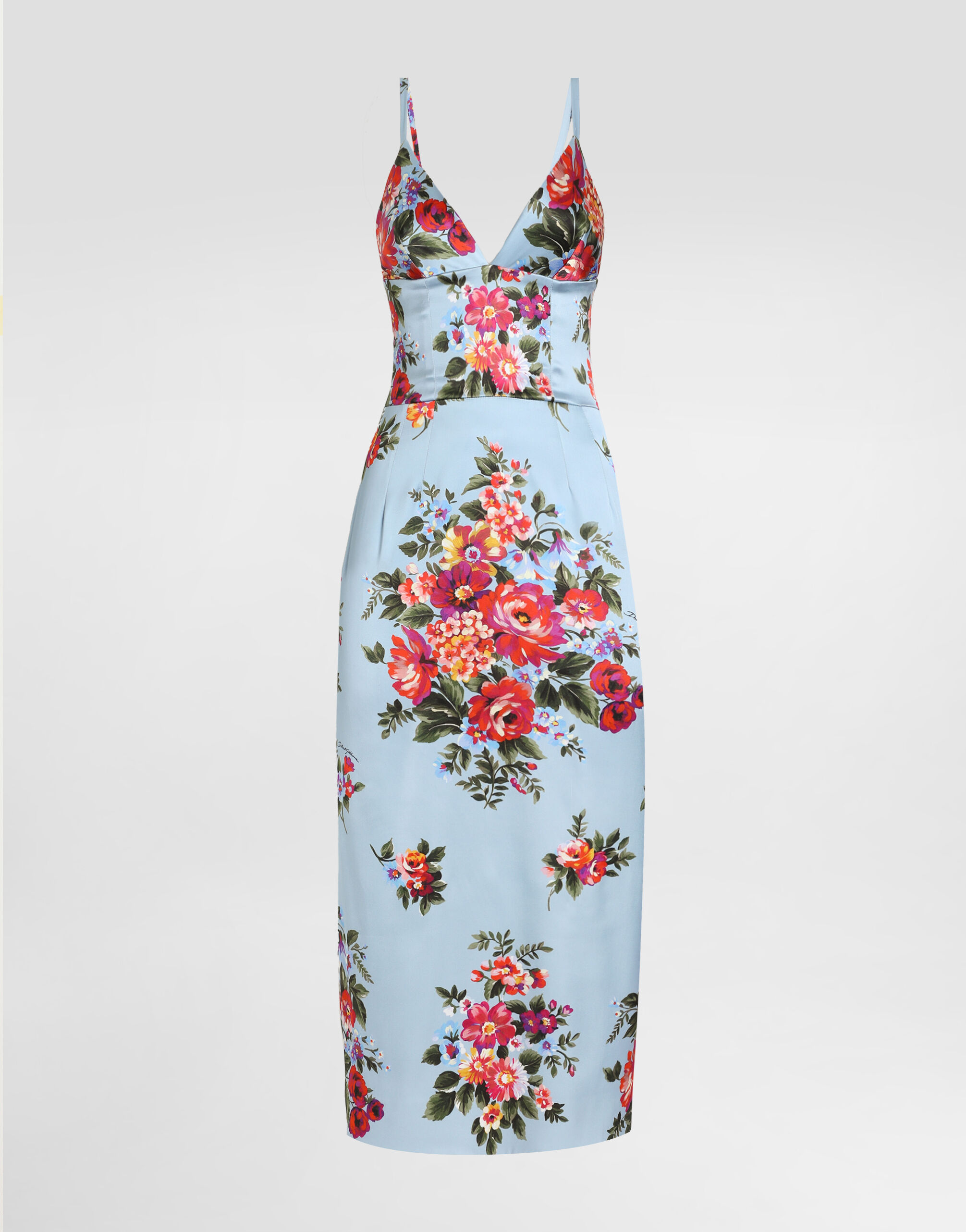 DOLCE&GABBANA フラワープリント キャミソール Flower bouquet-print satin dress in Multicolor for Women