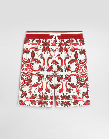 Dolce & Gabbana Majolica-print fleece bermuda shorts Multicolor L4JQR4II7KU