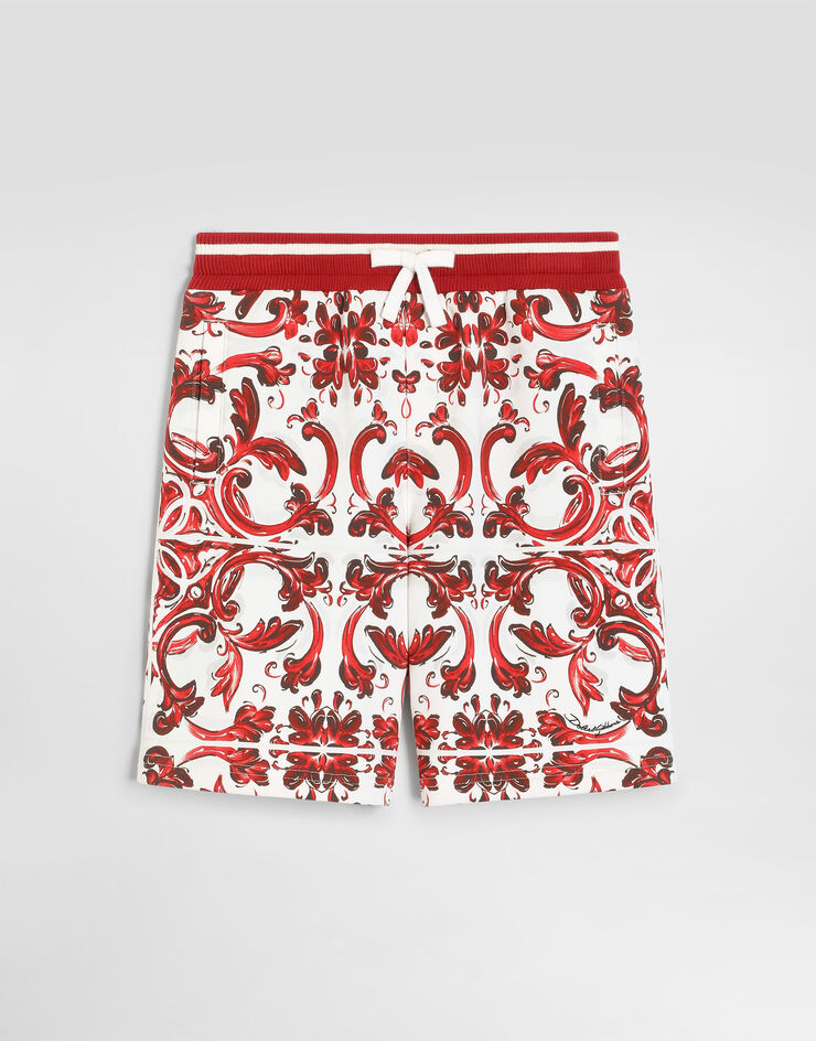Dolce & Gabbana Bermuda en molleton à imprimé majolique Multicolor L4JQR4II7KU