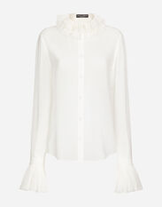 Dolce & Gabbana Georgette shirt with pleated cuffs and collar details White F6JEYTFUBGE