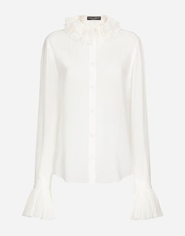 Dolce & Gabbana Georgette shirt with pleated cuffs and collar details White F6JEYTFUBGE