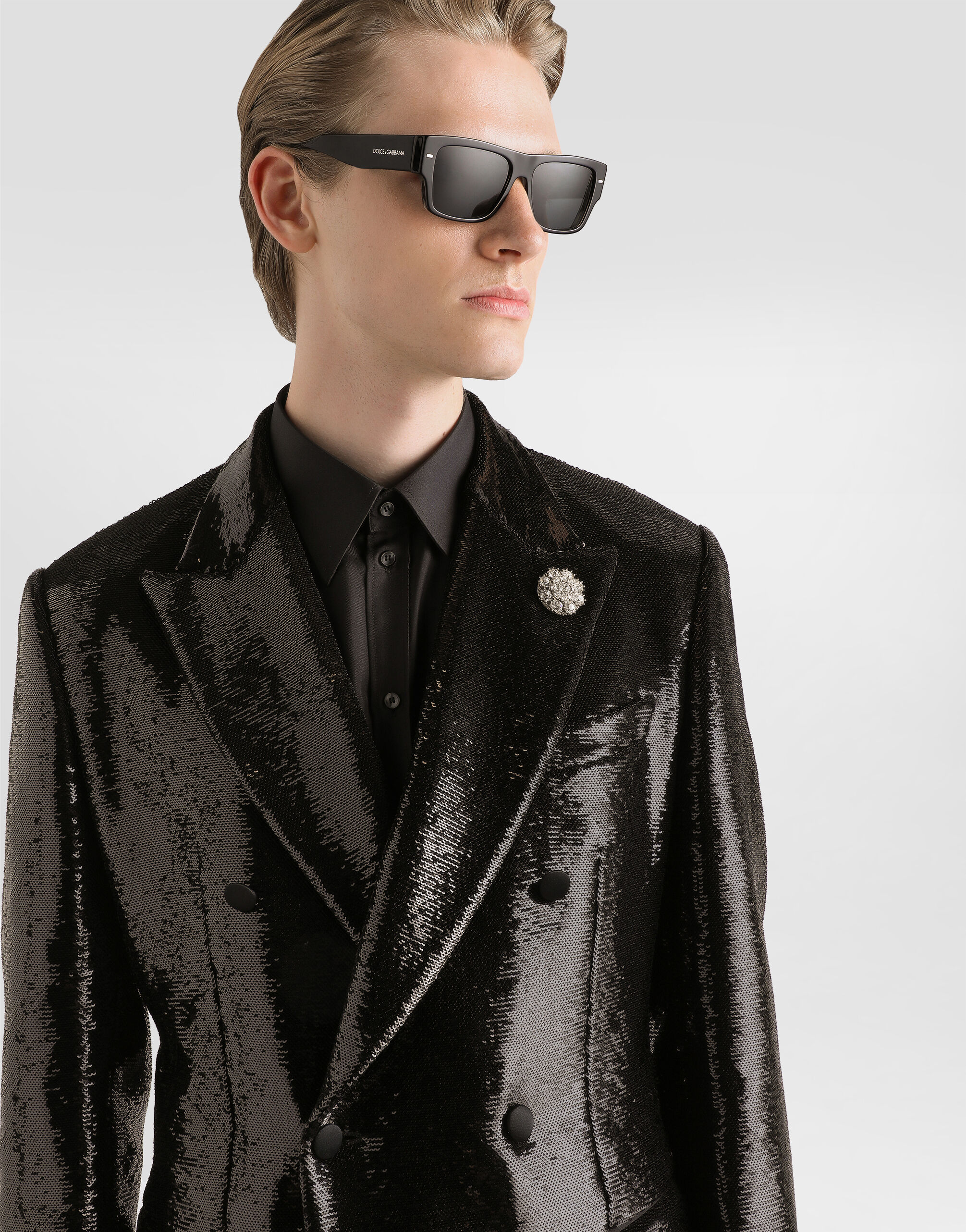 Double-breasted sicilia light jacket with sequins - thumbnail 4