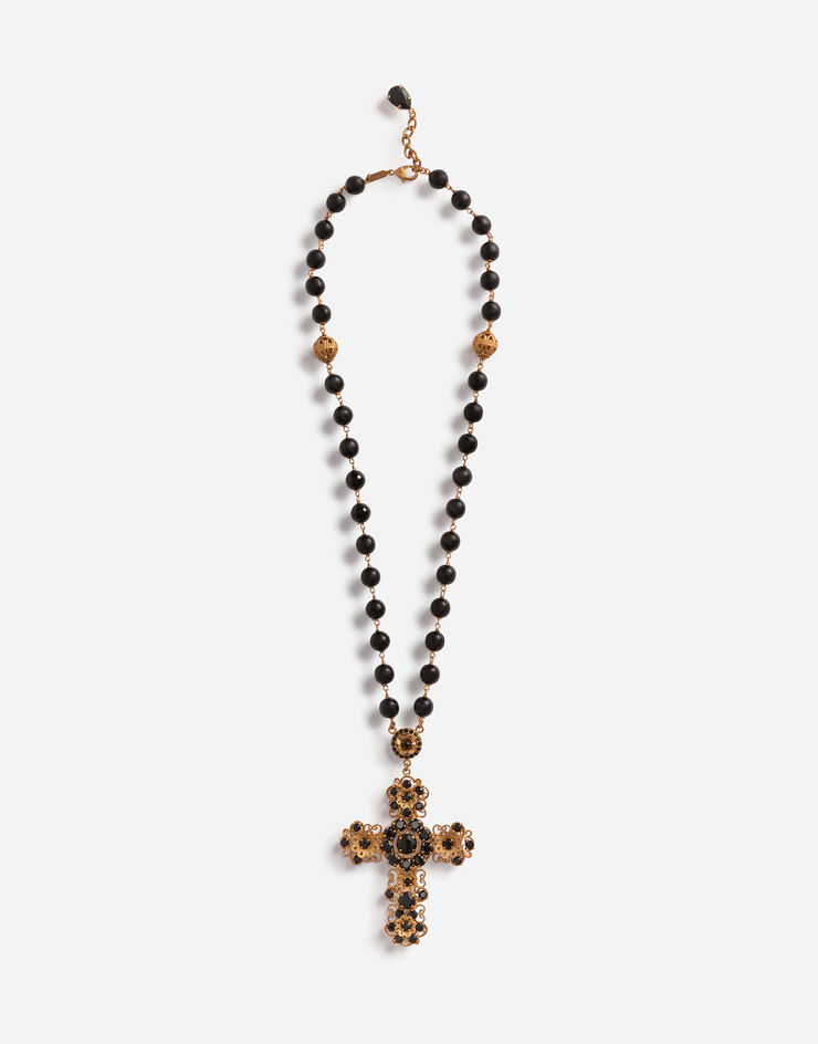 Dolce & Gabbana Necklace with cross pendant BLACK/GOLD WNM2D2W1111