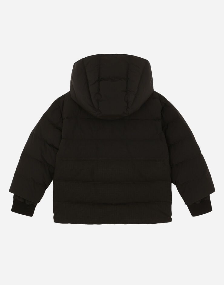 Dolce & Gabbana Hooded nylon down jacket Black L4JB3AG7A5Y