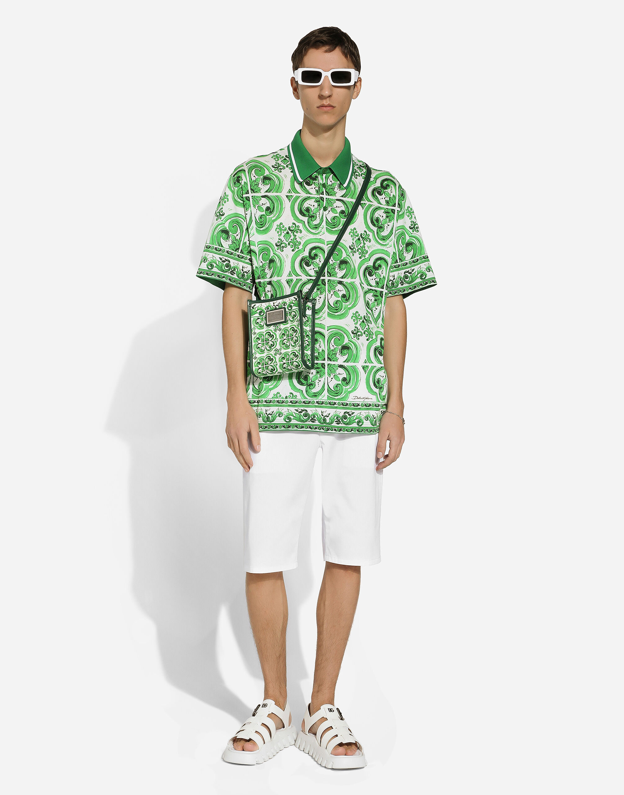Stretch cotton shorts with DG patch - thumbnail 2