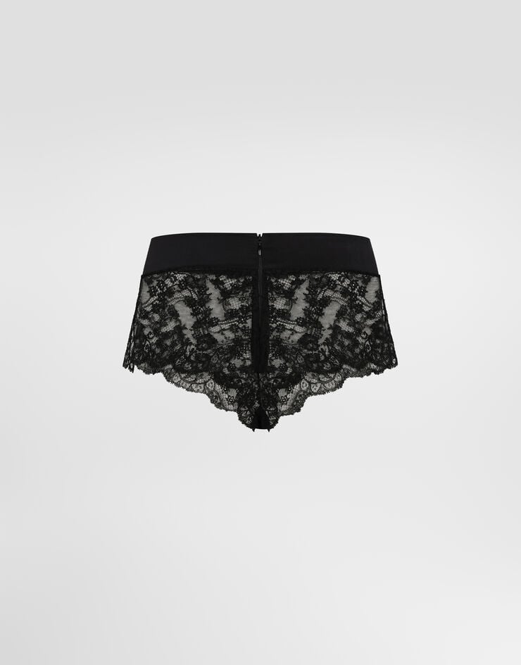 Dolce & Gabbana Lace high-waisted panties with satin waistband Dolce & Gabbana Lace high-waisted panties with satin waistband Black O2F30TONP94