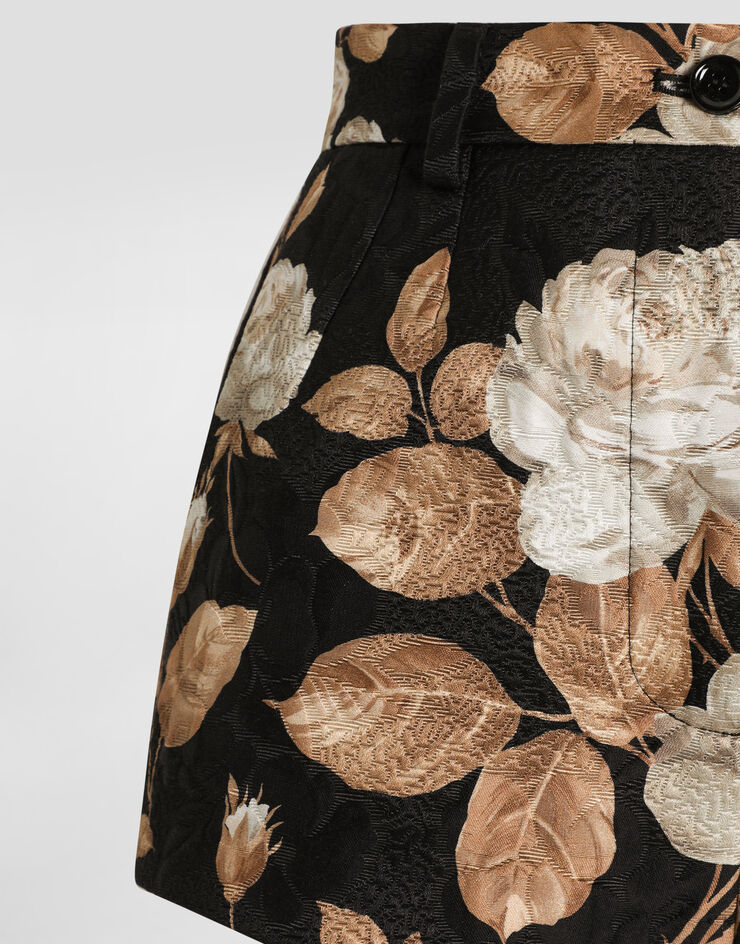 Dolce & Gabbana 复古玫瑰印花锦缎短裤 版画 FTDCJTFSTBR