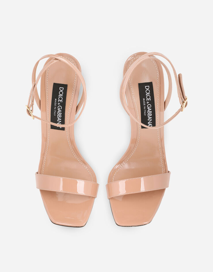 Dolce&Gabbana Patent leather sandals with 3.5 heel Beige CR1175A1471