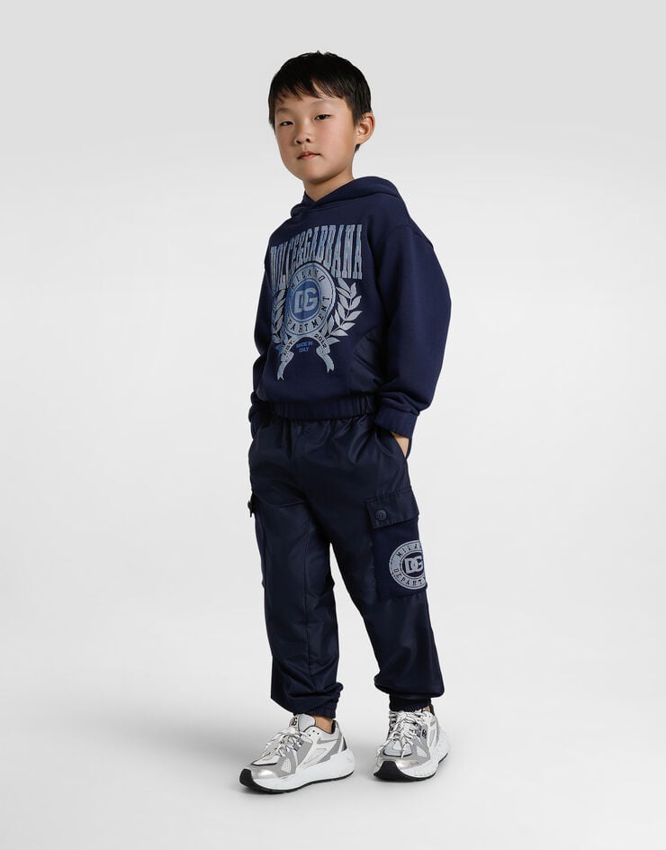 Dolce & Gabbana Jersey hoodie with Dolce&Gabbana print Blue L4JWMCG7PDQ