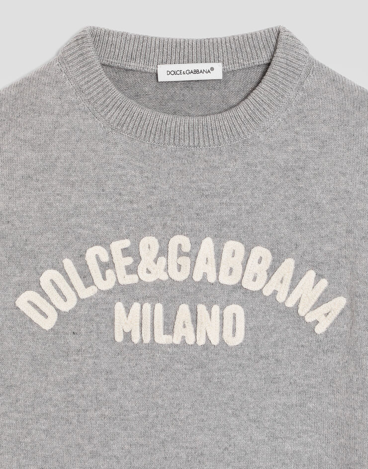 Dolce & Gabbana Пуловер из шерсти с логотипом Grey L4KWE2JGMLD