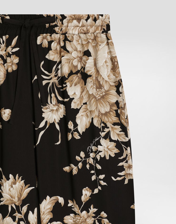 Dolce & Gabbana Rose-print silk vanity pants Print FTC12TFSA7Y
