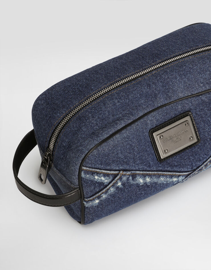 Dolce & Gabbana Denim patchwork necessaire Blue BT0989AY768