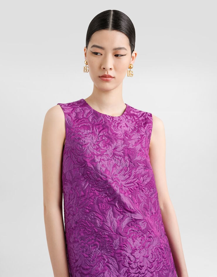 Dolce & Gabbana Brokatkleid mit Pfingstrosenmotiv Violett F6AMRTHJMQO