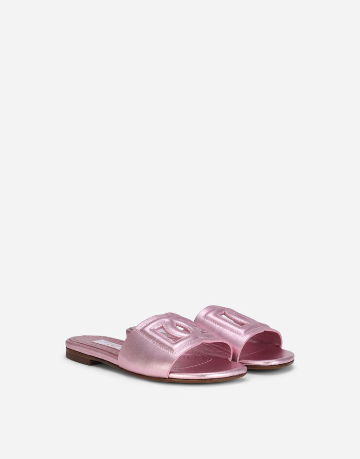 Dolce & Gabbana Calfskin DG millennials sliders Pink D11032A5439