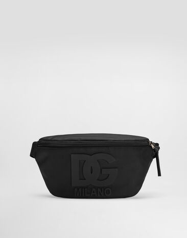 Dolce & Gabbana Nylon waist bag with DG rubber patch Black EM0072AU927