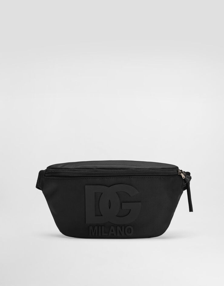 Dolce & Gabbana Nylon waist bag with DG rubber patch Black EM0072AU927