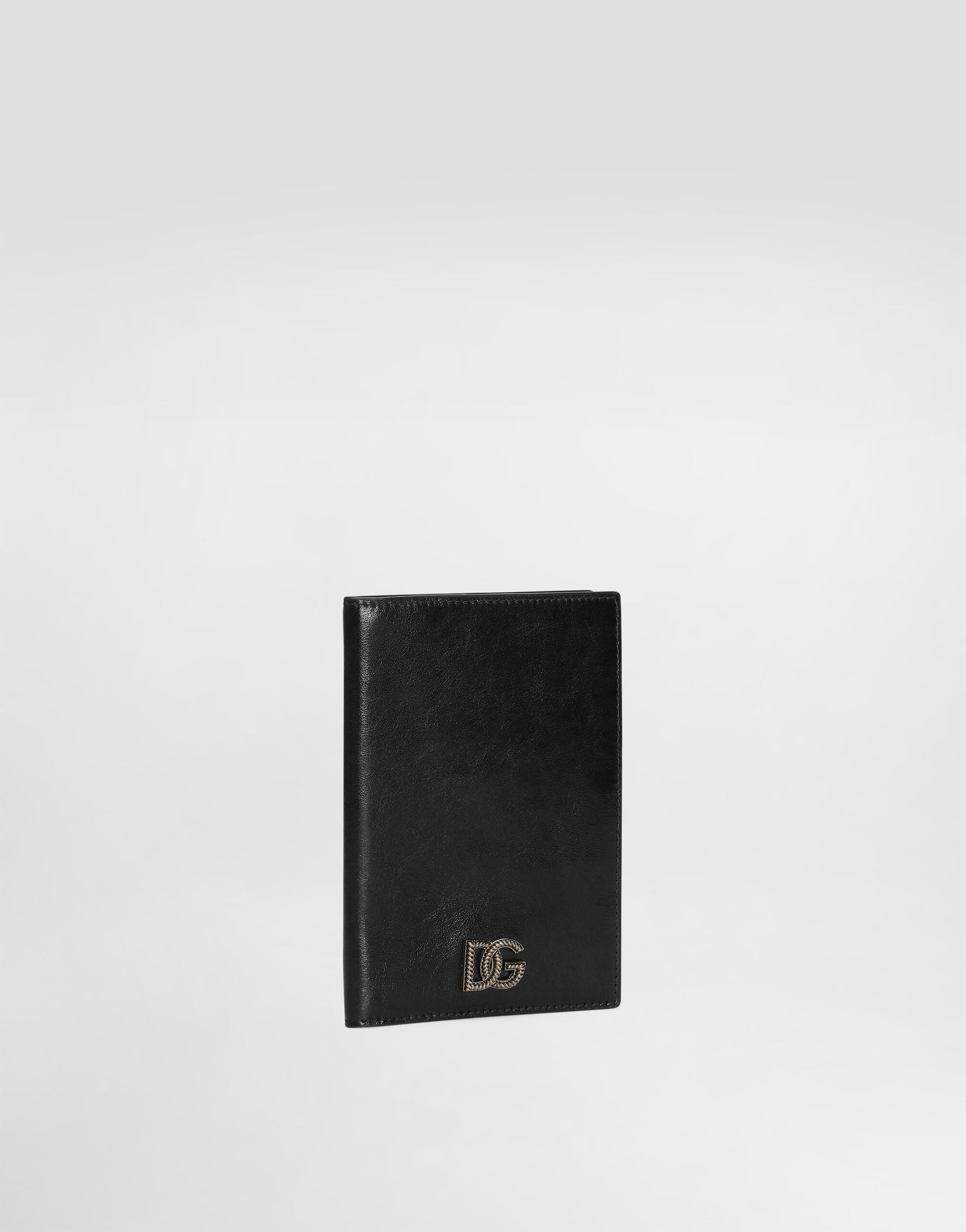 Tempesta calfskin passport holder in Black for Men | Dolce&Gabbana®