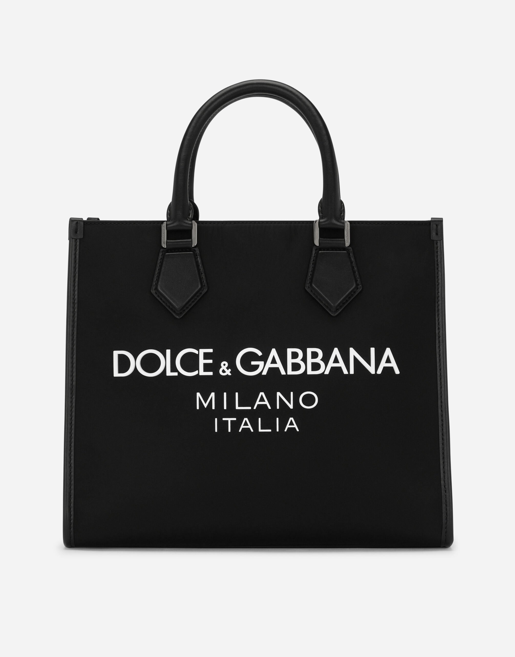 Dolce & Gabbana Small nylon shopper with rubberized logo Multicolor BM2272AO998
