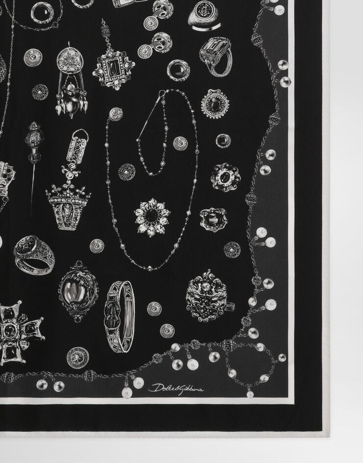 Dolce & Gabbana Medals-print 70x70 silk twill scarf Print GQ348EG0WUS